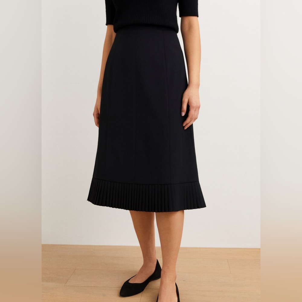 Designer Dries Van Noten Black Midi A-Line Skirt